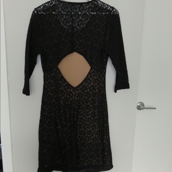 Lovers + Friends Dress Black Sway Bodycon Lace Fitted Mini Cocktail Cut Out - Picture 9 of 10